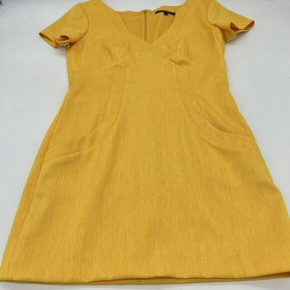 David Meister Bright Yellow Short Sleeve Sheath Dress 6 - Picture 1 of 4